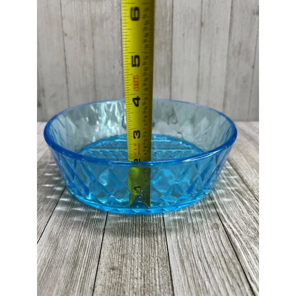 Vtg EAPG Bryce Brothers Style Bowl Diamond Quilted Pattern Sky Blue Glass 8" DIA - Picture 6 of 6